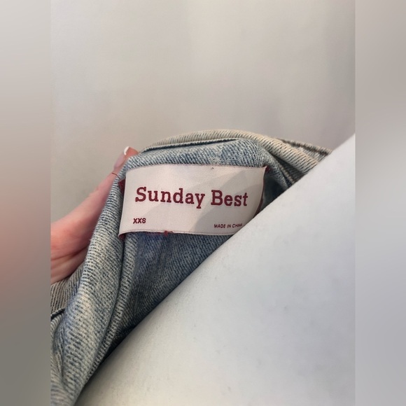 Aritzia Sunday Best Distressed Denim Light Cropped Jacket Size XXS - Picture 2 of 2